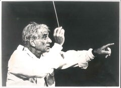 American Conductor Leonard Bernstein - Vintage b/w photograph - 1980s