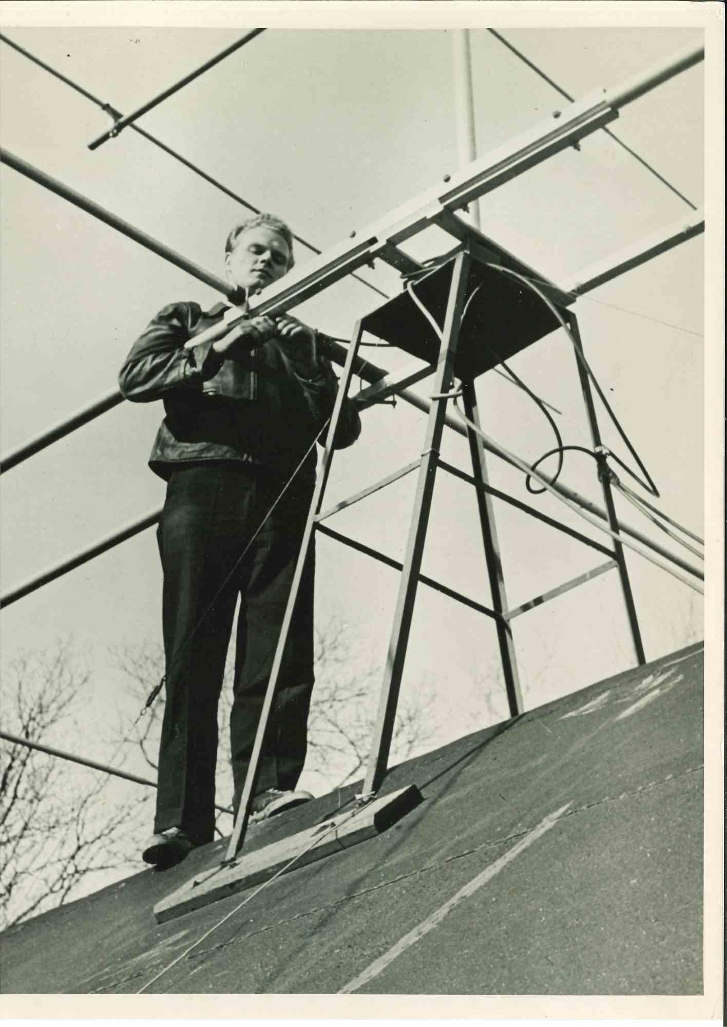 Unknown Figurative Photograph - An Amateur American Radio Operator - Vintage Photograph - Mid 20th Century