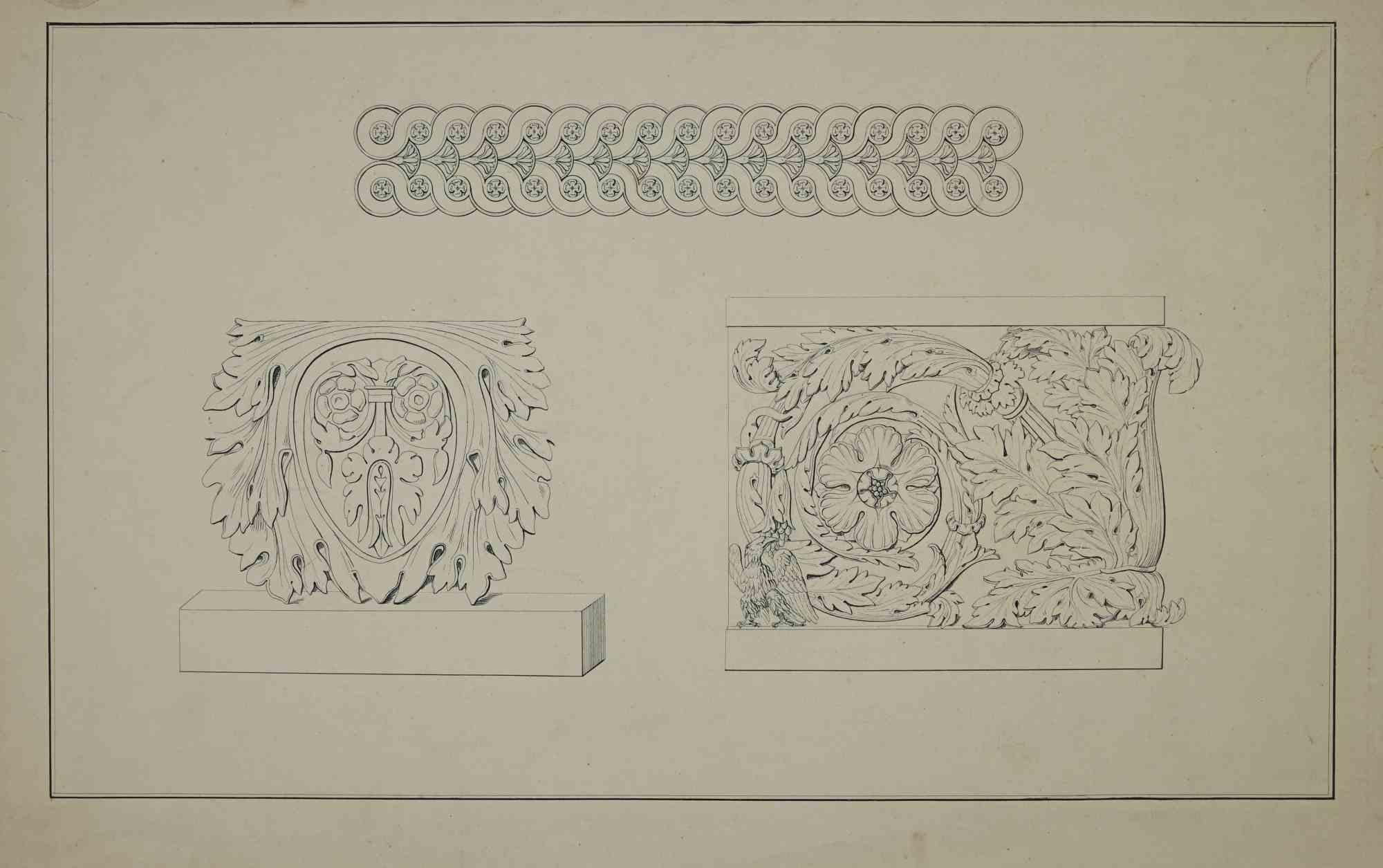 Ancient Ornaments - Etching - Early 20th Century
