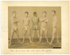 Ancient Portrait of Japanese Gymnasts - Original Albumen Print - 1880s/90s