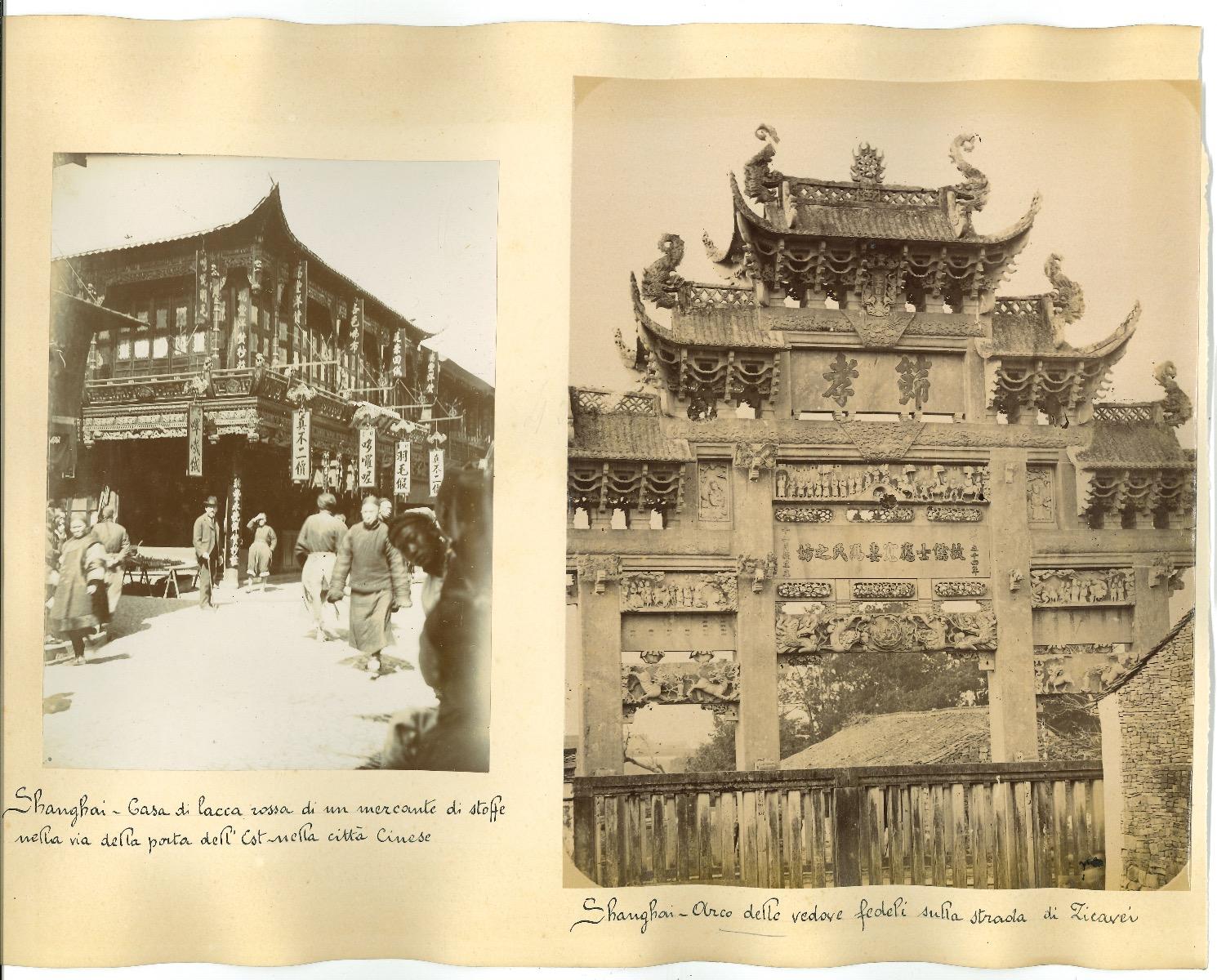Unknown Landscape Photograph - Ancient Shanghai Architecture and Temples - Original Albumen Print - 1890s