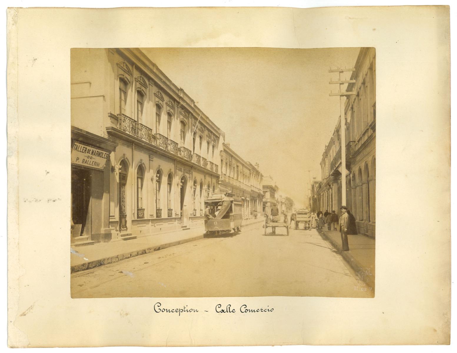 Unknown Figurative Photograph - Ancient View of Conception - Calle Comercio - Chile - Vintage Photo - 1880s