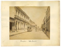 Ancient View of Conception - Calle Comercio - Chile - Vintage Photo - 1880s