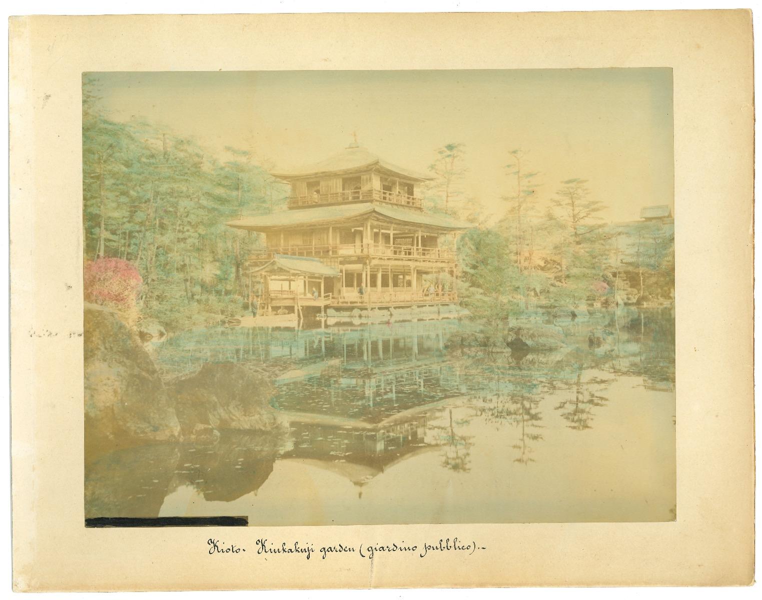 Unknown Landscape Photograph - Ancient View of Kyoto, Kingkakuji Garden, - Original Albumen Print - 1880s/90s