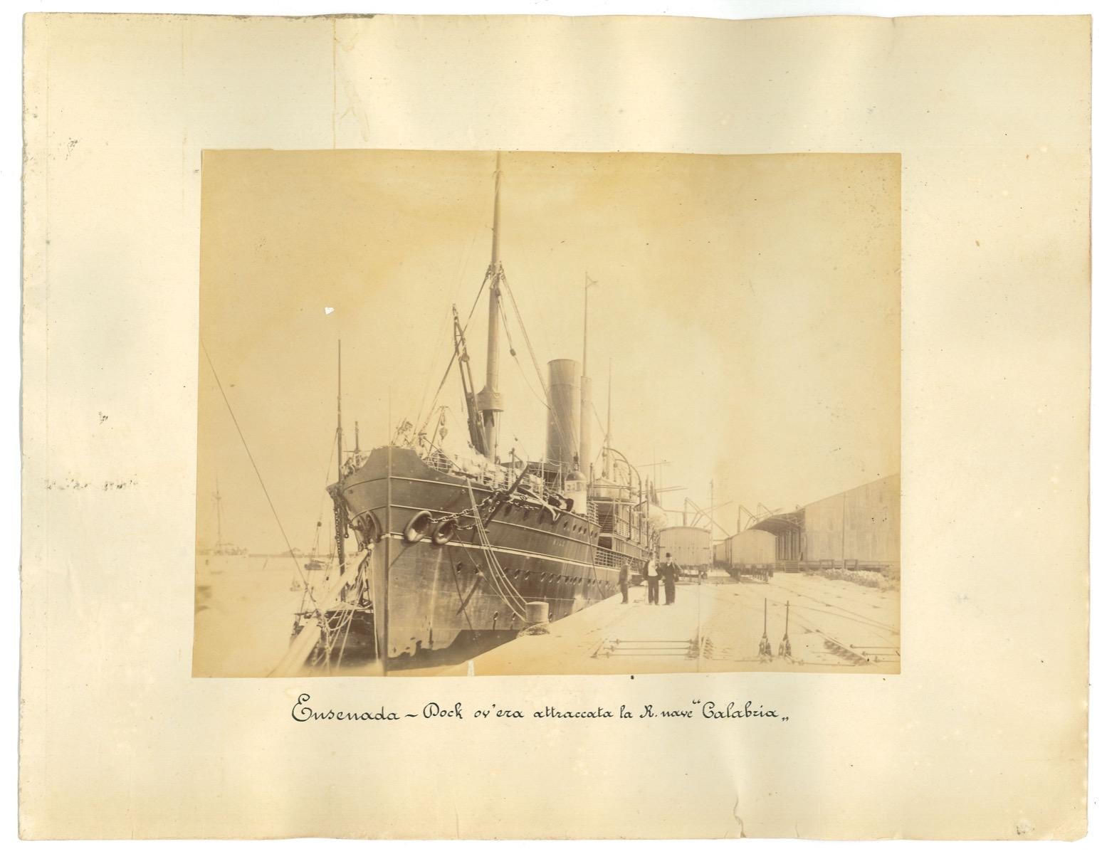 Unknown Landscape Photograph - Ancient View of the Port of Ensenada Mexico - Original Vintage Photo - 1880s