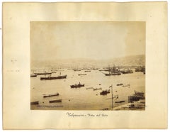 Ancient View of Valparaiso, Chile - Original Vintage Photo - 1880s