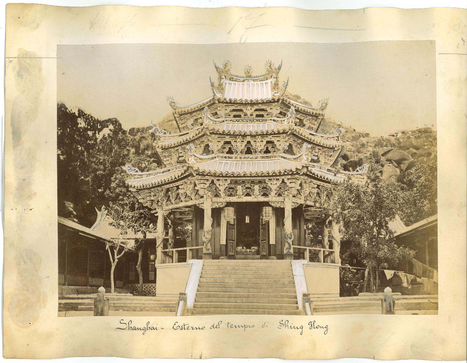 Ancient Views of Shanghai - Buddha Temple - Original Albumen Print - 1890s - Photograph by Unknown