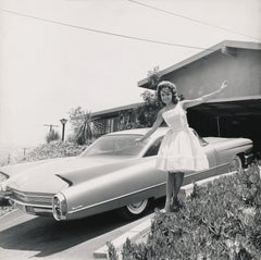 Anette Funicello Waving with Classic Cadillac Globe Photos Fine Art Print