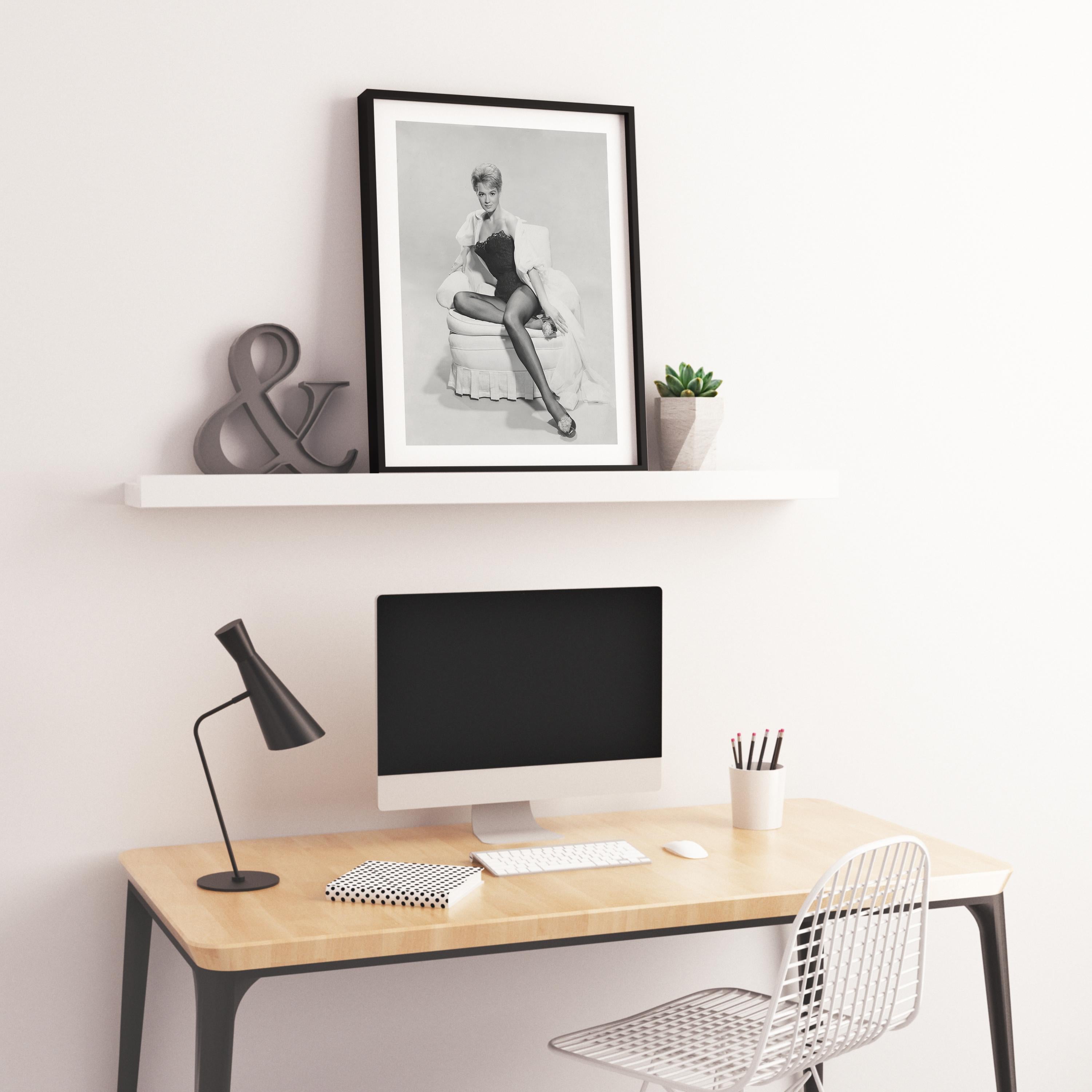Angie Dickinson in Lingerie Fine Art Print - Gray Black and White Photograph by Unknown
