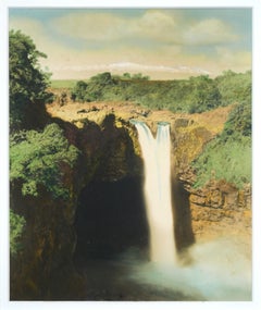 Antique Hand Colored Photo - Waiānuenue, or Rainbow Falls, Hawaii