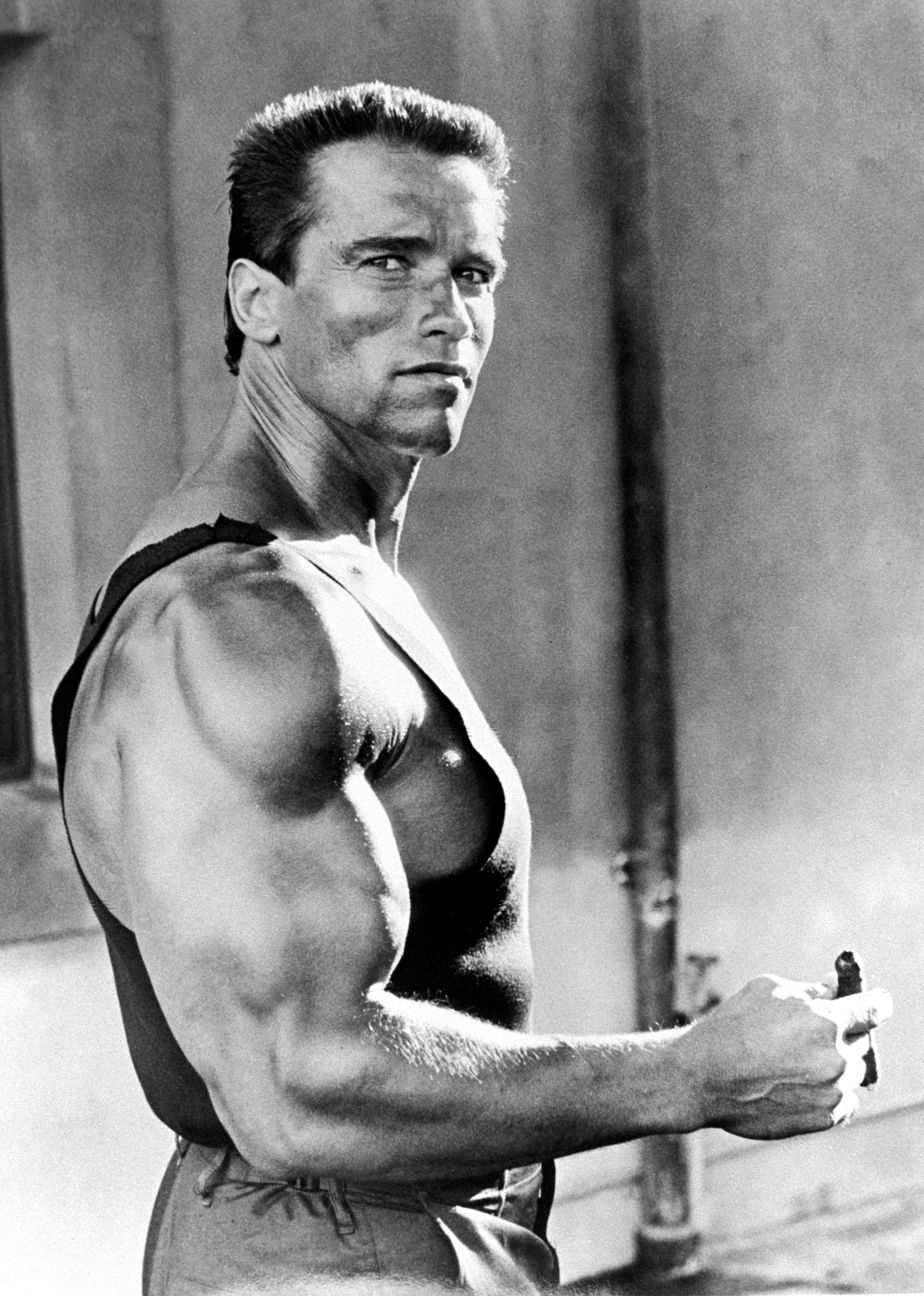Unknown Black and White Photograph - Arnold Schwarzenegger "Commando" Globe Photos Fine Art Print