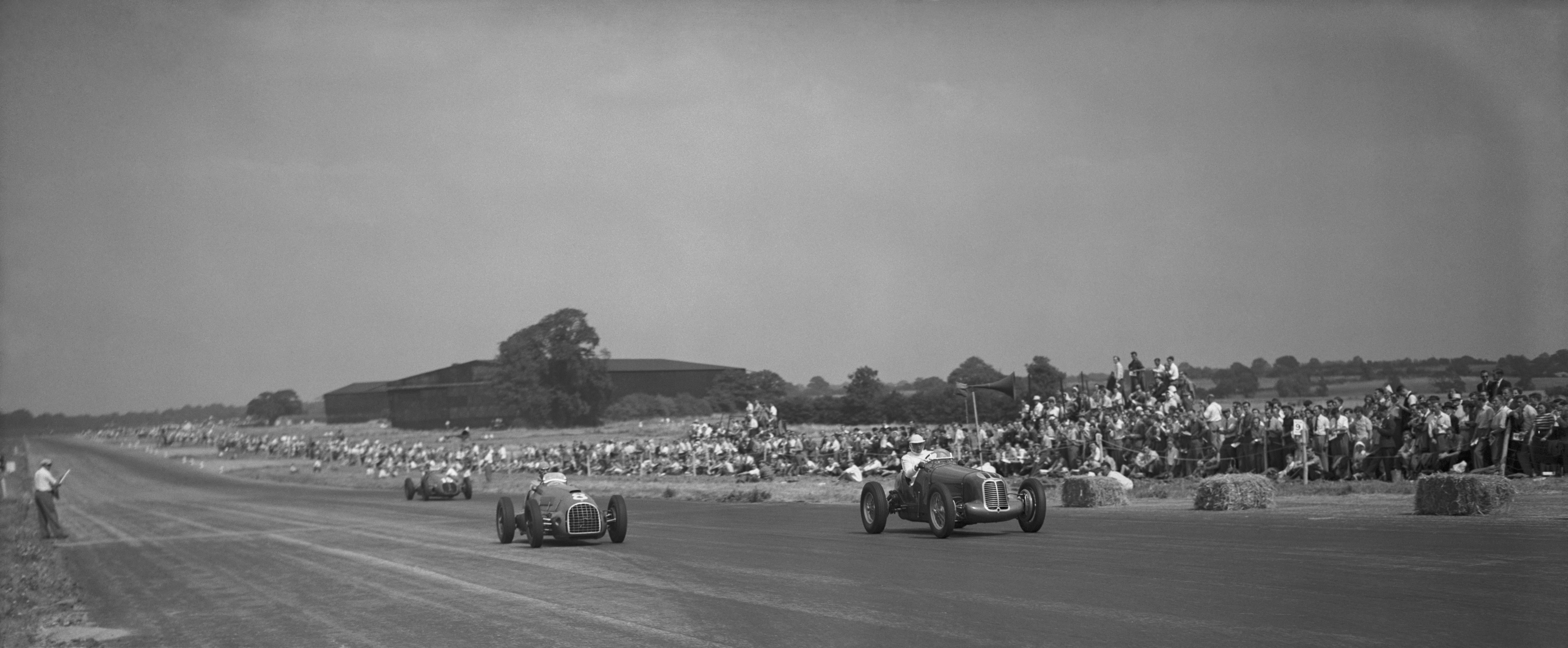 Unknown Black and White Photograph - Ascari At Silverstone (1949) - Silver Gelatin Fibre Print