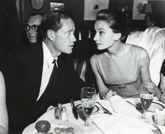 Audrey Hepburn and Mel Ferrer Candid at Dinner Event Vintage Original Photograph