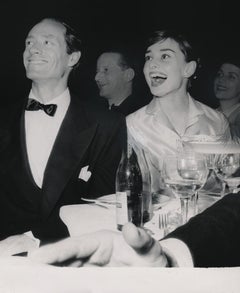Vintage Audrey Hepburn Candid Laughing at Dinner Fine Art Print
