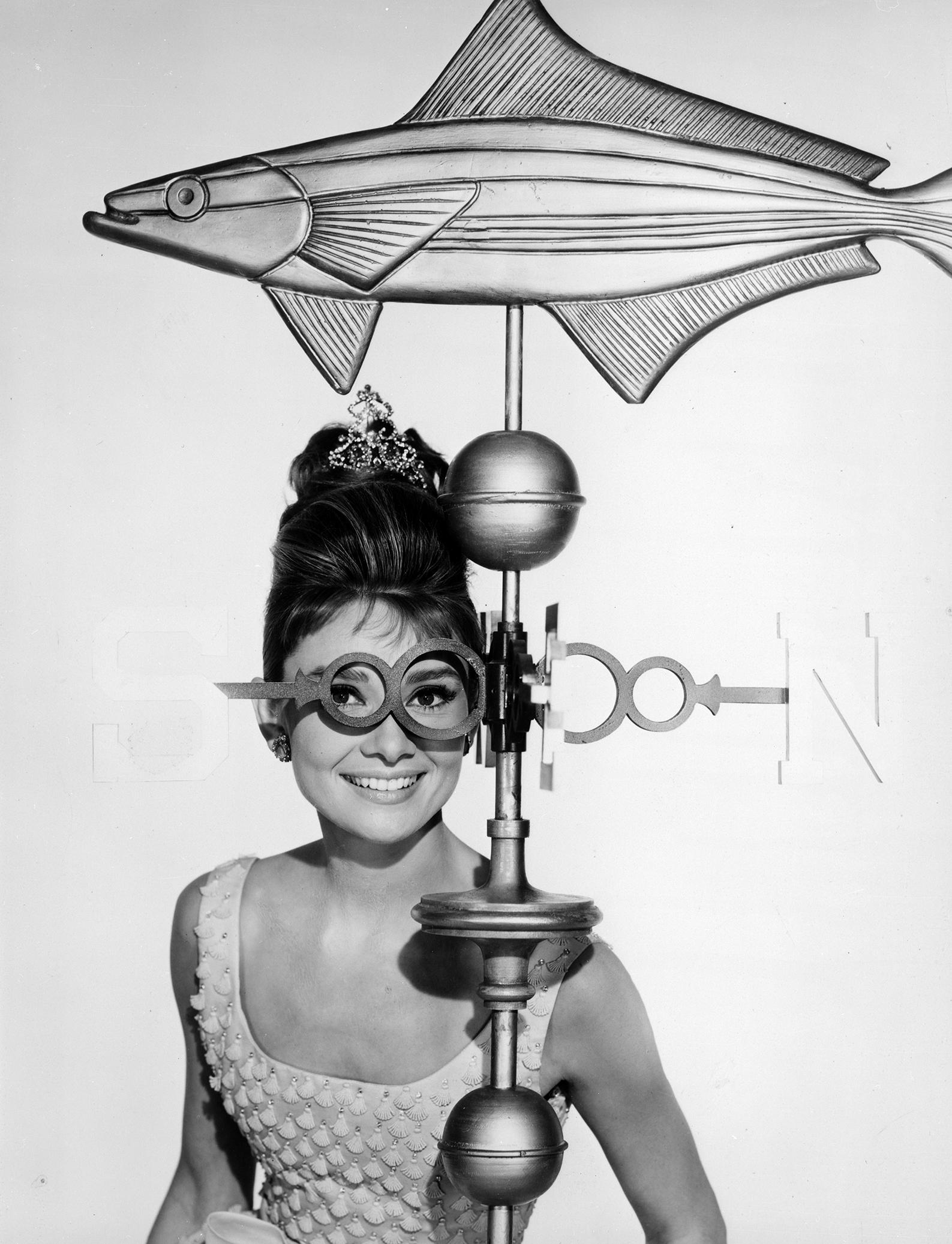 Unknown Black and White Photograph - Audrey Hepburn Fish Portrait