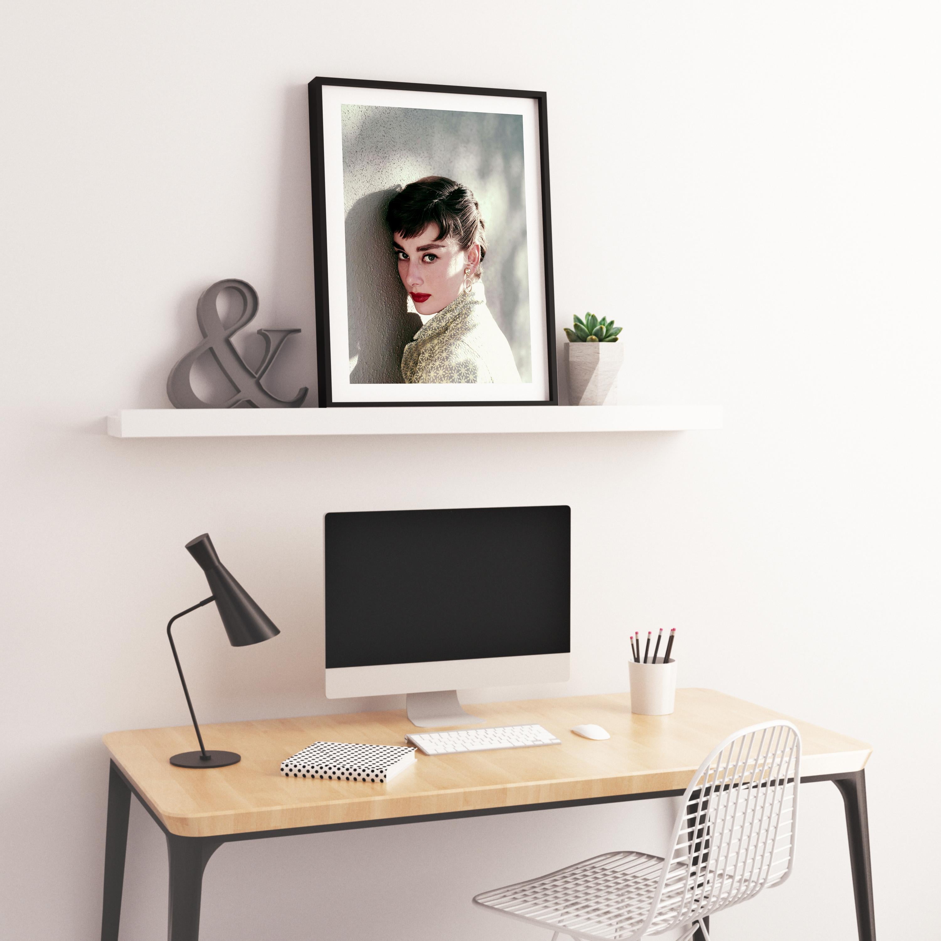 Audrey Hepburn in Stunning Color Globe Photos Fine Art Print - Gray Portrait Photograph by Unknown