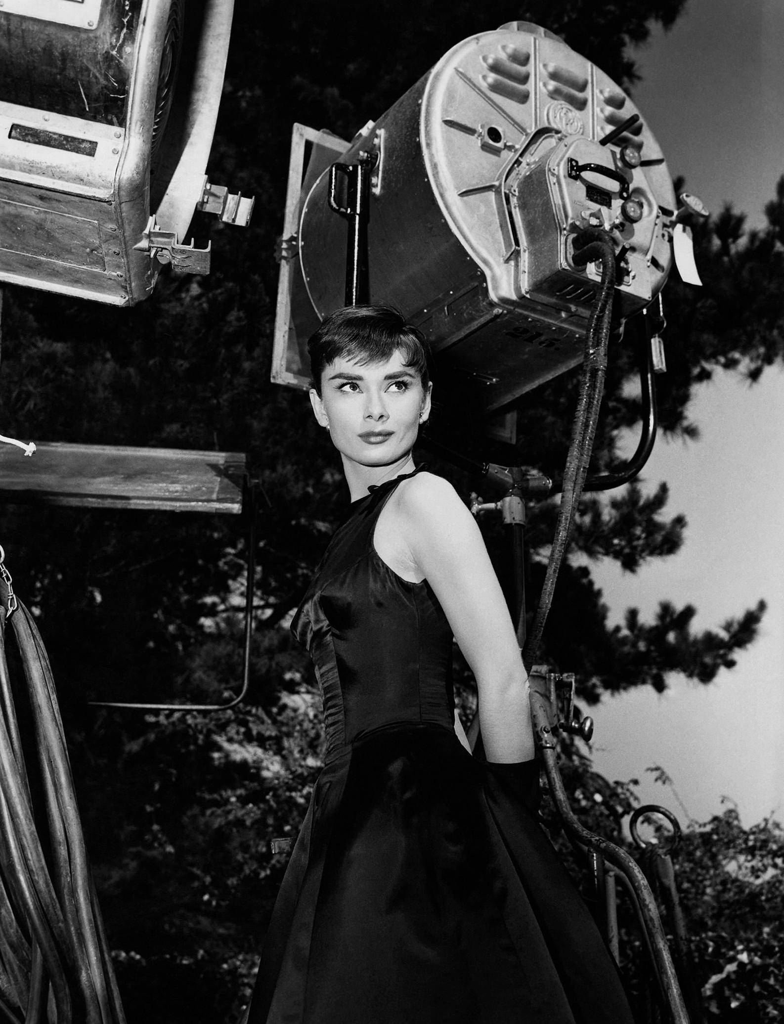 Unknown Black and White Photograph - Audrey Hepburn on the Set of "Sabrina"