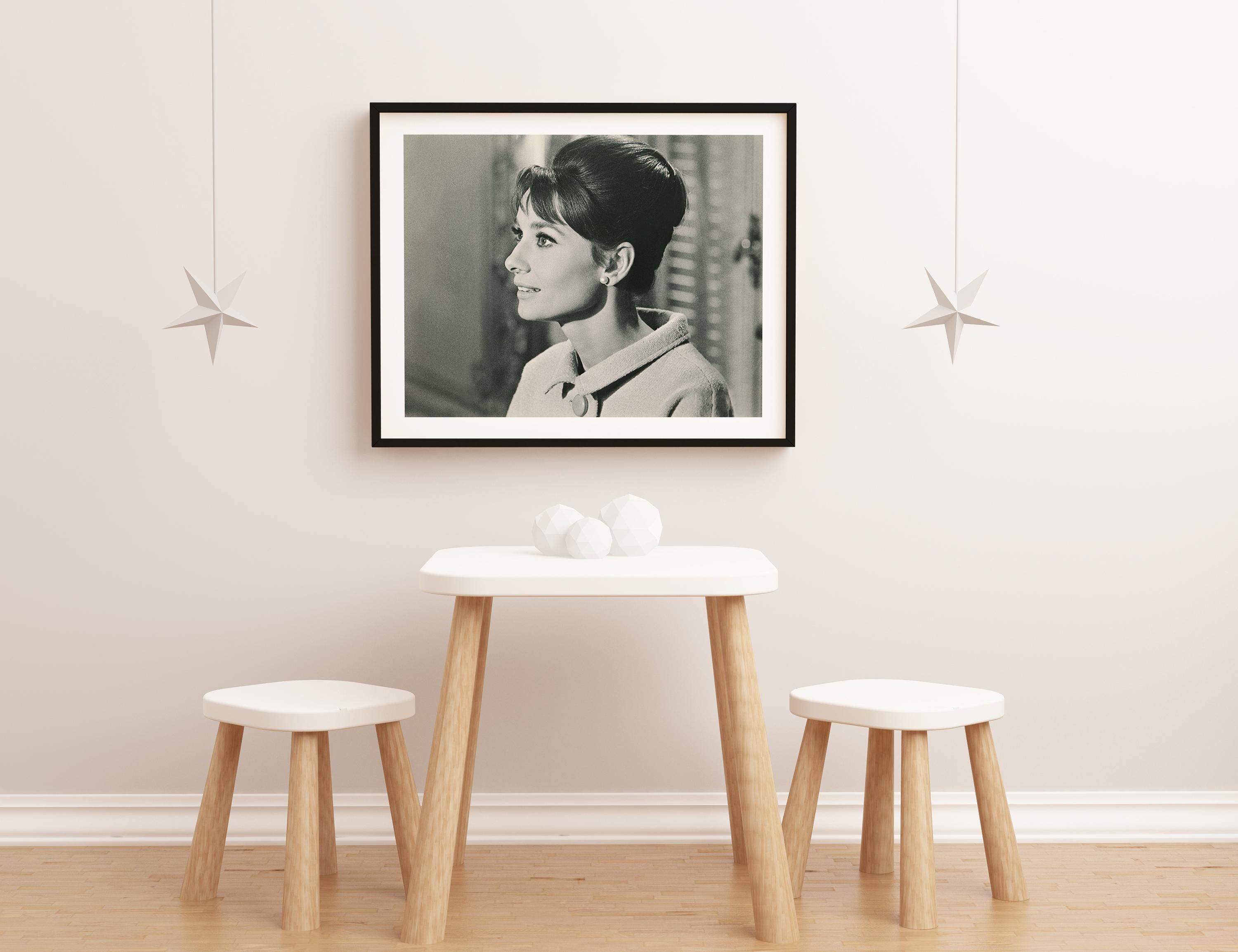 Audrey Hepburn Profile Portrait Fine Art Print - Gray Portrait Photograph by Unknown