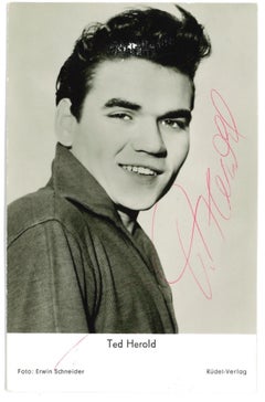 Autograph by Ted Herold - Vintage b/w Postcard - 1960s