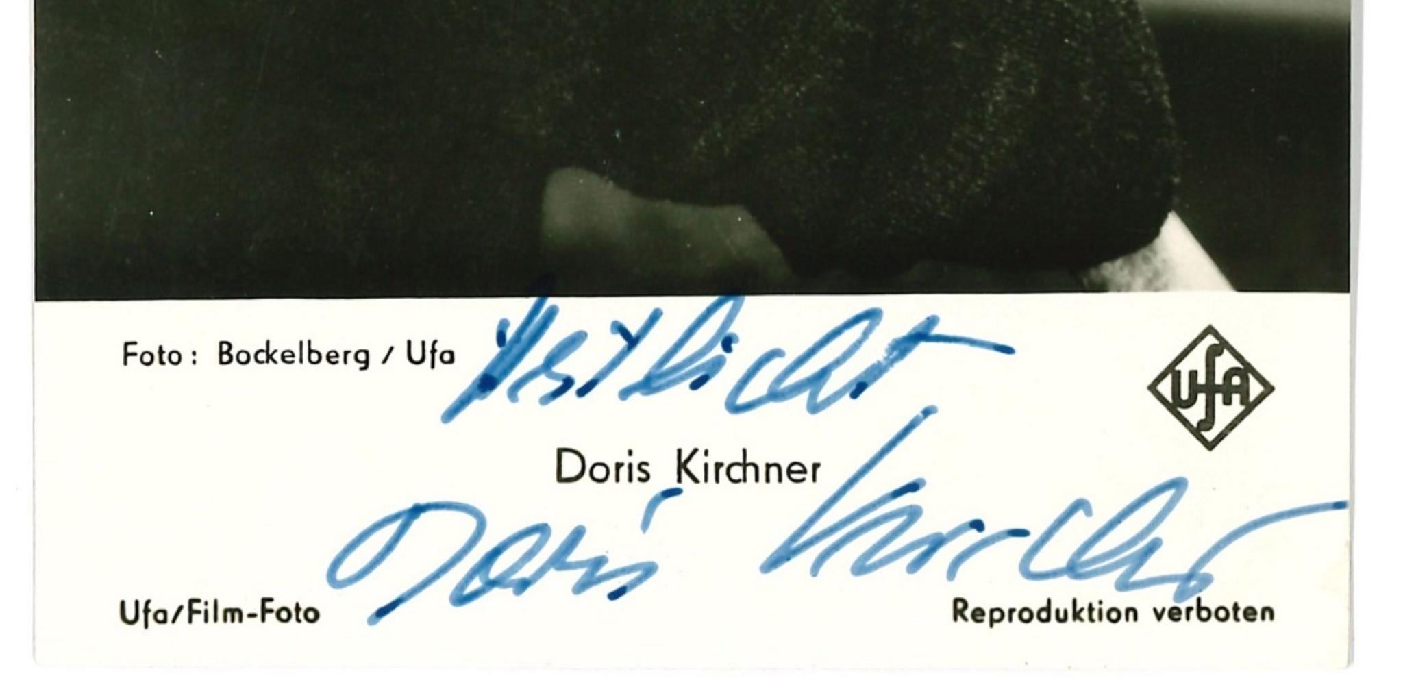 Autograph Portrait of Doris Kirchner - Vintage b/w Postcard - 1960s - Photograph by Unknown