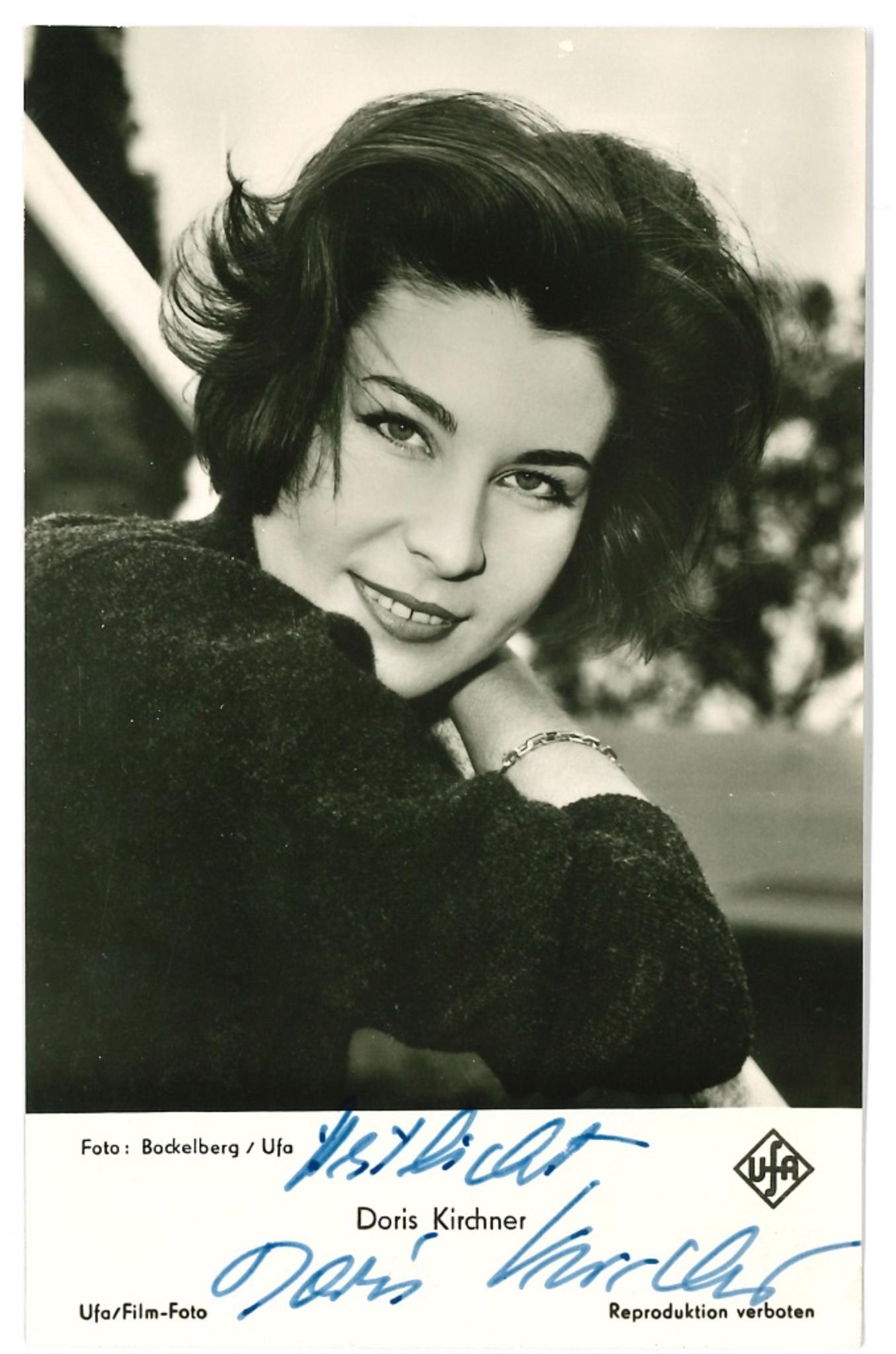 Unknown Portrait Photograph - Autograph Portrait of Doris Kirchner - Vintage b/w Postcard - 1960s