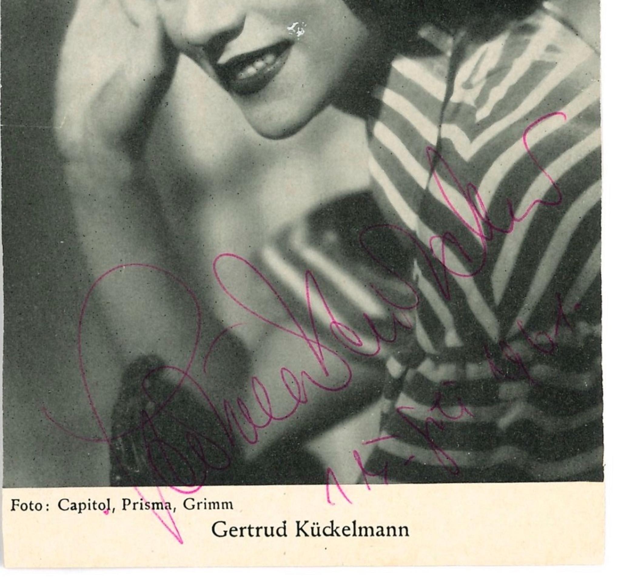 Autograph Portrait of Gertrud Kückelmann - Vintage b/w Postcard - 1960s - Photograph by Unknown