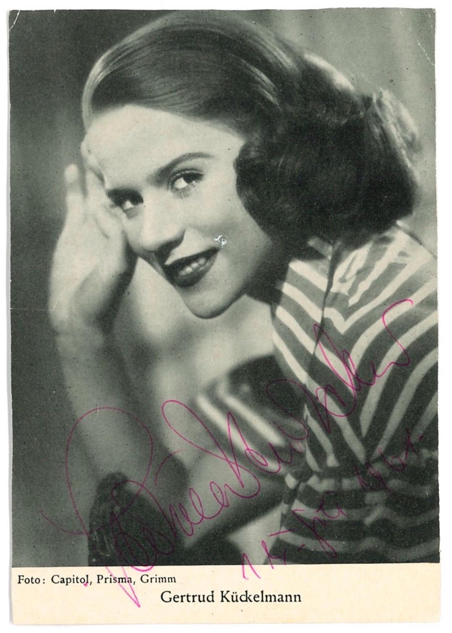 Unknown Portrait Photograph - Autograph Portrait of Gertrud Kückelmann - Vintage b/w Postcard - 1960s