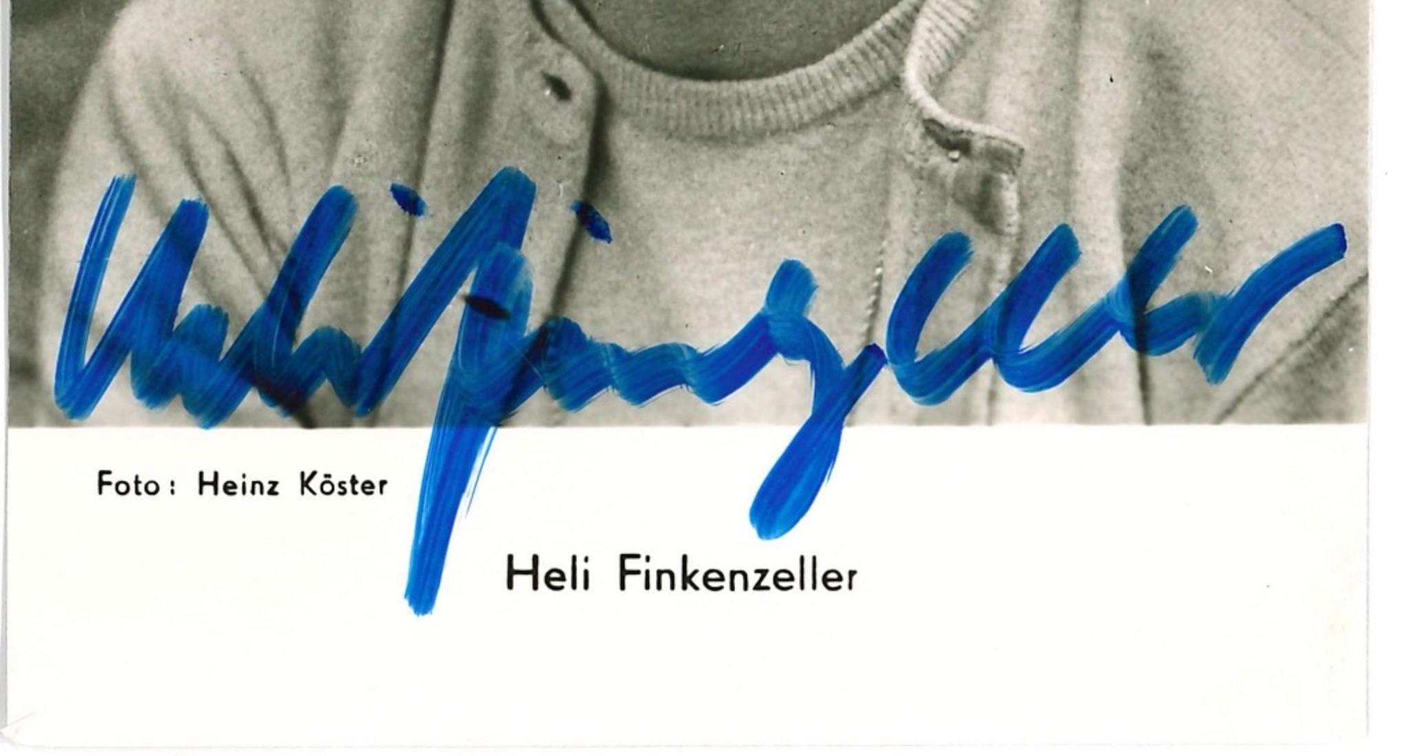 Autograph Portrait of Heli Finkenzeller - Vintage b/w Postcard - 1960s - Photograph by Unknown