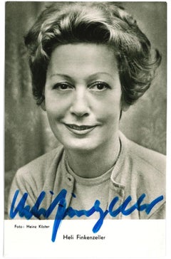 Autograph Portrait of Heli Finkenzeller - Vintage b/w Postcard - 1960s