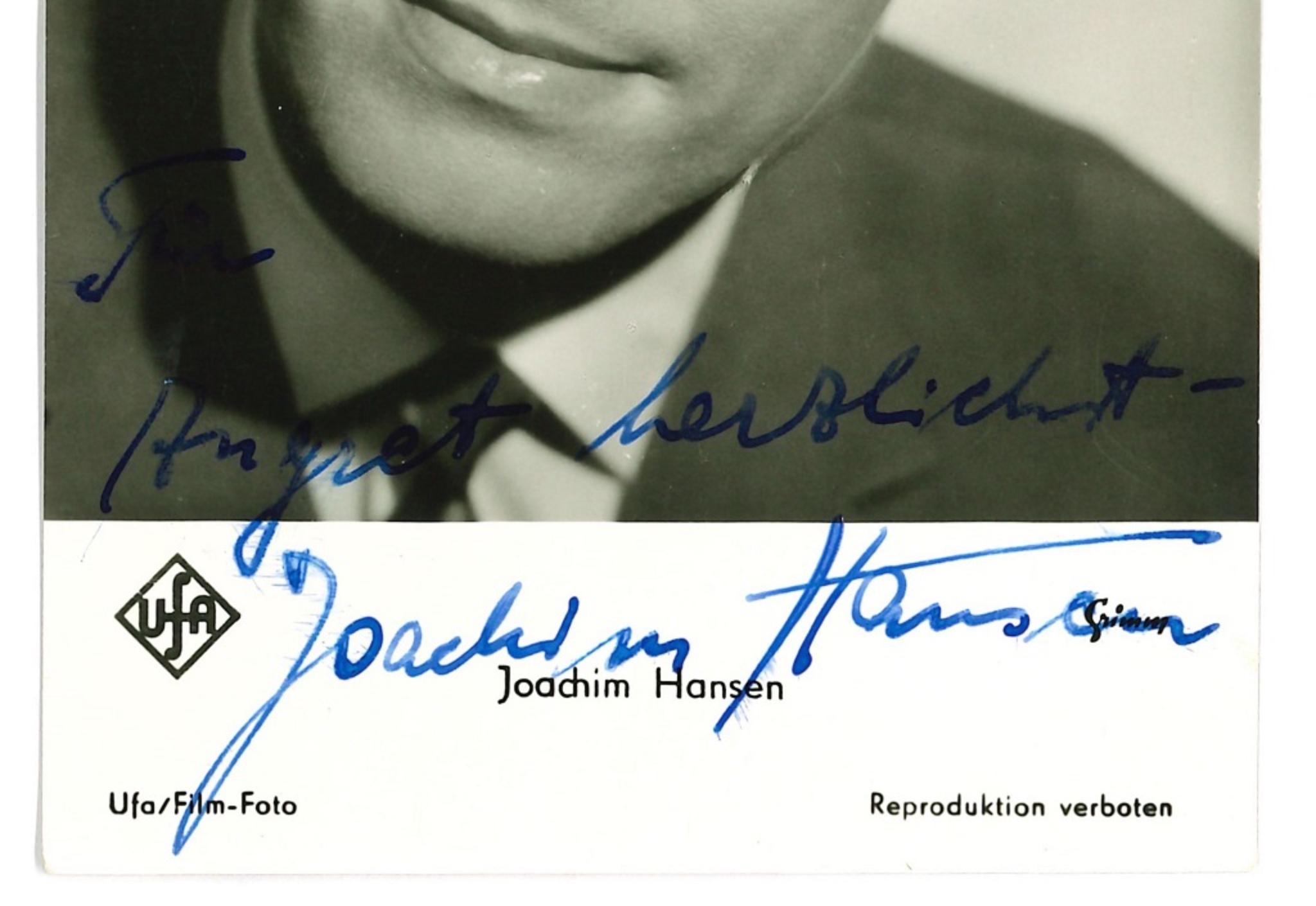 Autograph Portrait of Joachim Hansen - Vintage b/w Postcard - 1960s - Photograph by Unknown