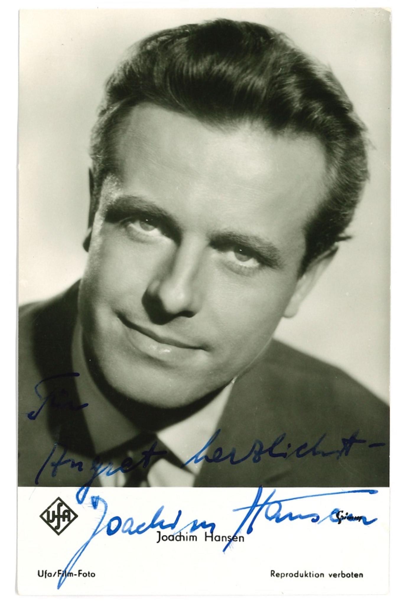 Unknown Portrait Photograph – Autographisches Porträt von Joachim Hansen - Vintage b/w Postcard - 1960er Jahre