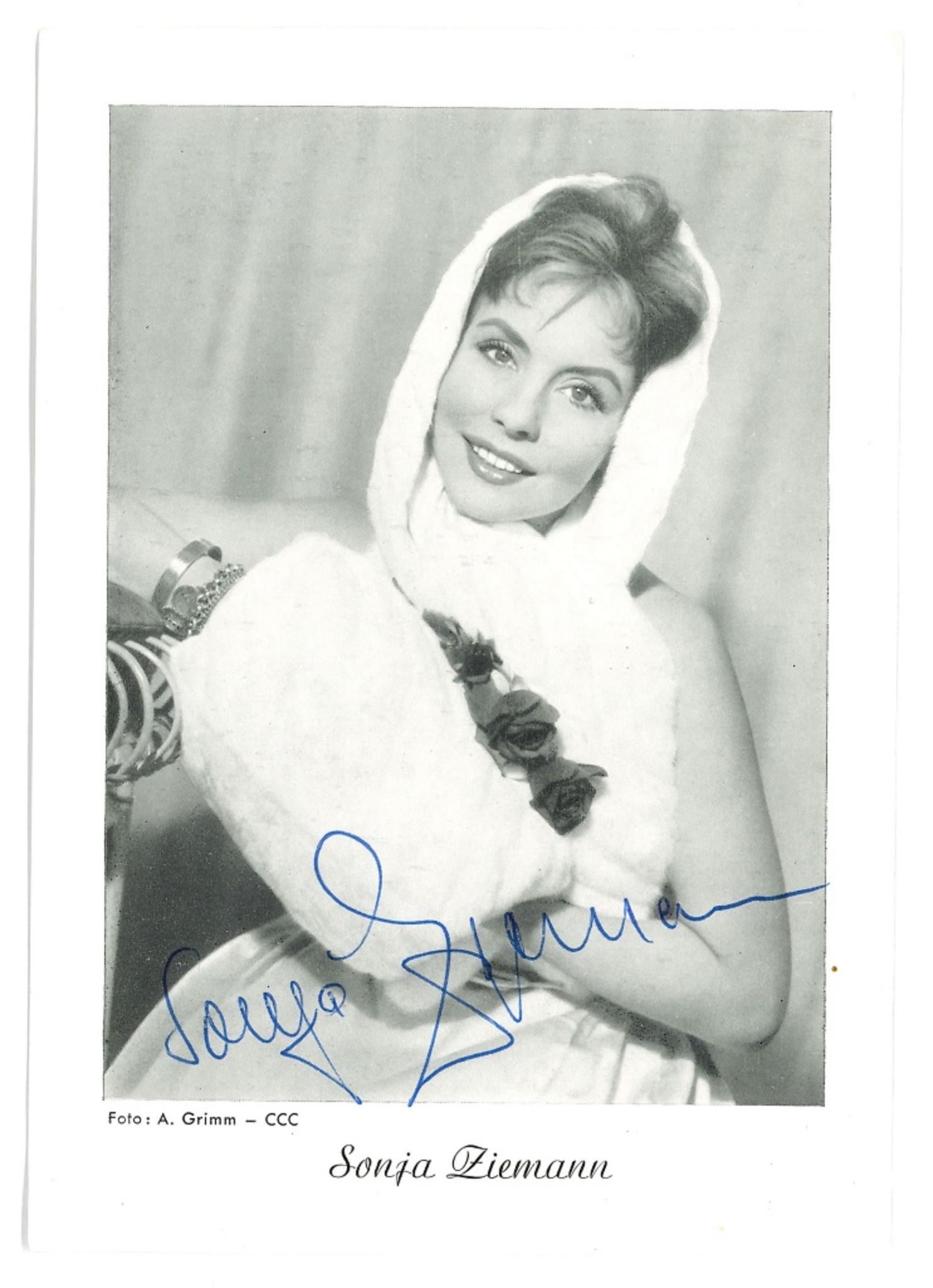 Unknown Portrait Photograph - Autograph Portrait of Sonja Ziemann - Original b/w Postcard - 1960s