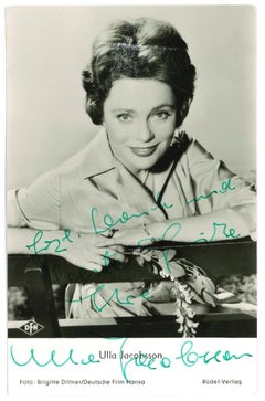 Autograph Portrait of Ulla Jacobsson - Original b/w Postcard - 1960s