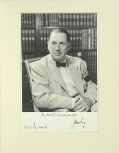 Autographed Black & White Photograph Portrait of Juan Perón, For Elizabeth Lewis