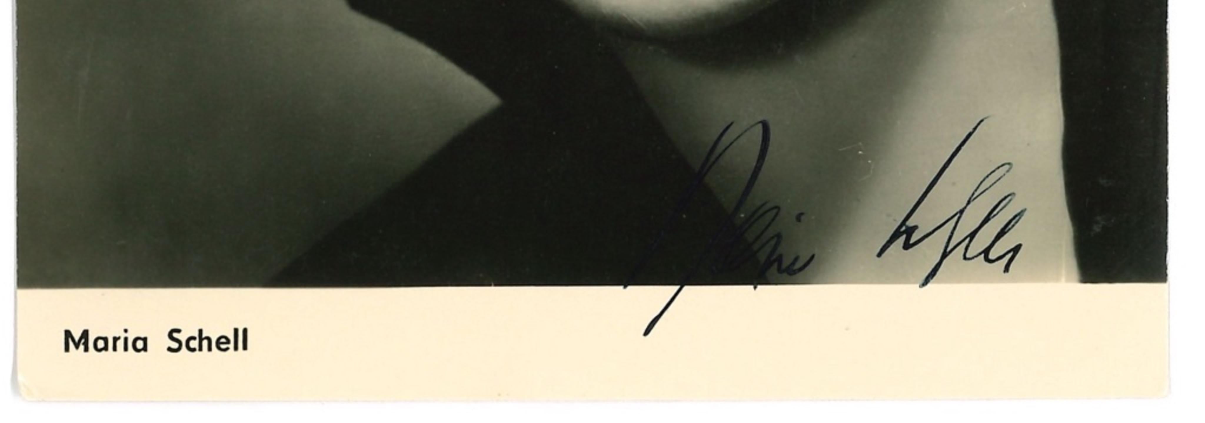 Autographed Portrait by Maria Schell - Vintage b/w Postcard - 1950s - Photograph by Unknown