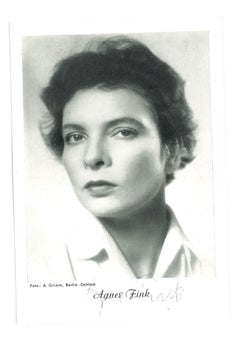 Portrait autographe d'Agnes Bink - Carte postale originale en noir et blanc - années 1950