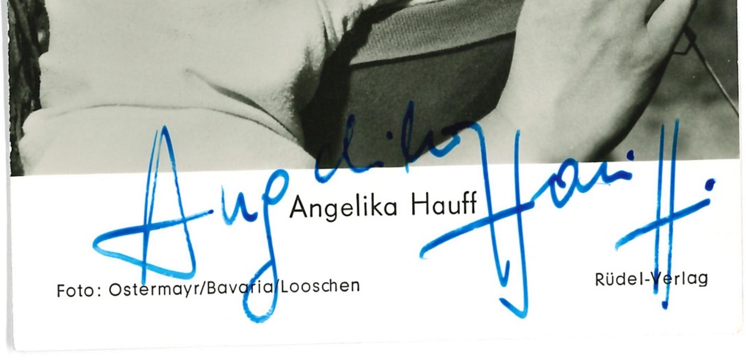 Autographed Portrait of Angelica Hauff - Vintage b/w Postcard - 1950s - Photograph by Unknown