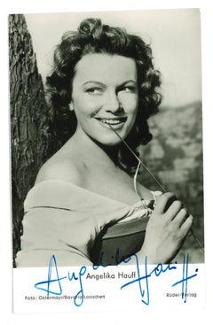 Autographed Portrait of Angelica Hauff - Vintage b/w Postcard - 1950s