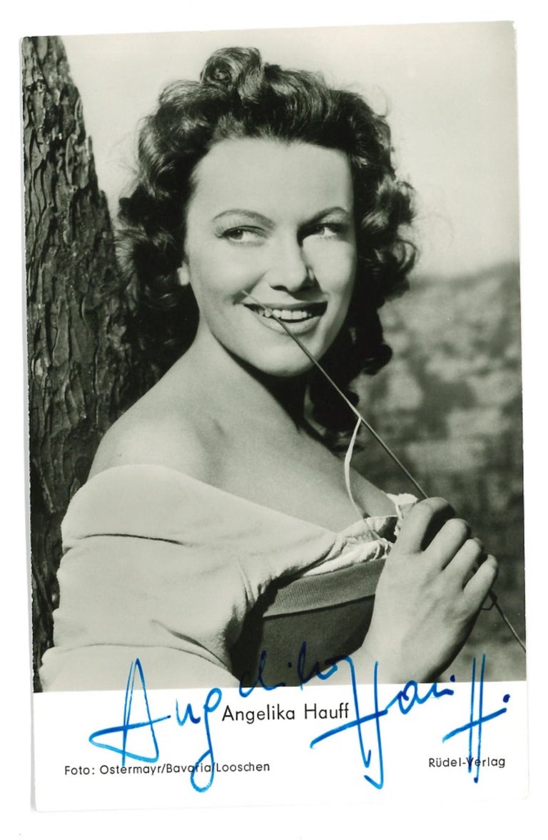 Unknown - Autographed Portrait of Angelica Hauff - Vintage b/w Postcard ...
