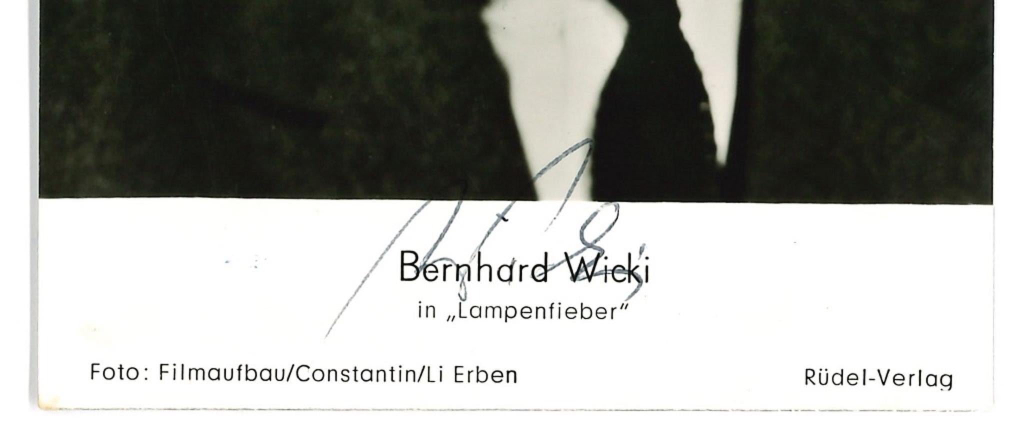 Autographed Portrait of Bernhard Wicki - Vintage b/w Postcard - 1950s - Photograph by Unknown