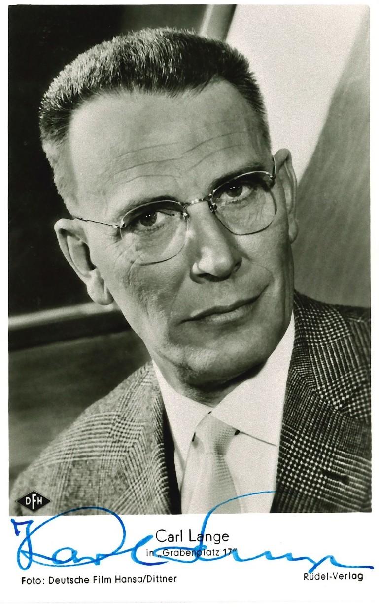 Autographed Portrait of Carl Lange - Vintage b/w Postcard -1960s