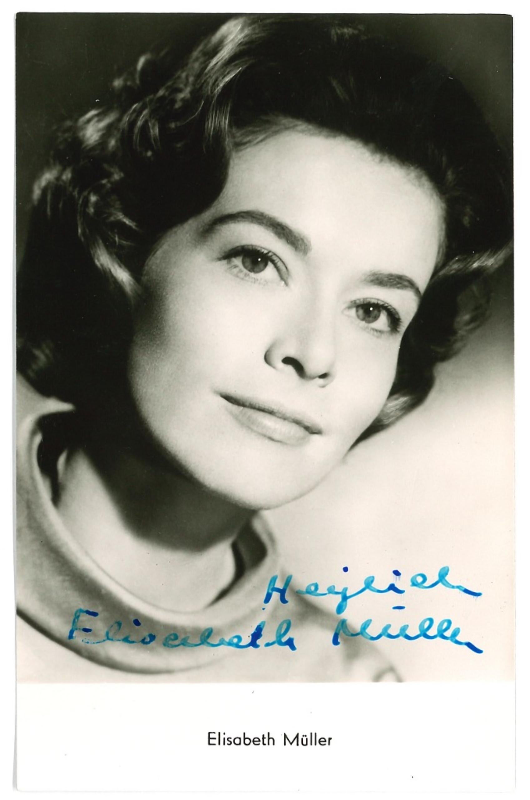 Unknown Portrait Photograph - Autographed Portrait of Elisabeth Müller - 1960s
