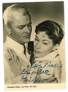 Vintage Autographed Portrait of Elisabeth Müller and Peter van Eyck - 1958