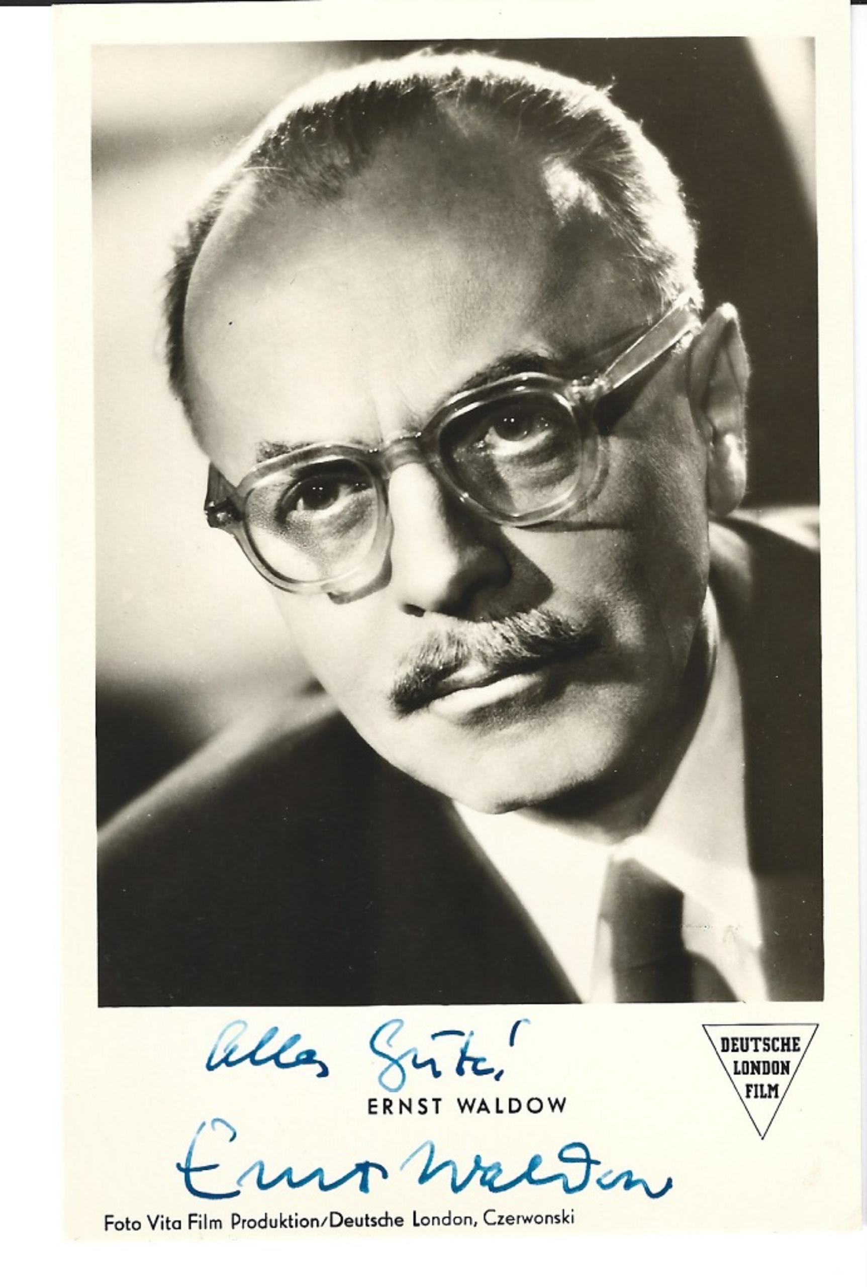Unknown Portrait Photograph - Autographed Portrait of Ernst Waldow - Vintage b/w Postcard - 1950s