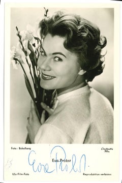 Autographed Portrait of  Eva Probst - Original b/w Postcard - 1950s