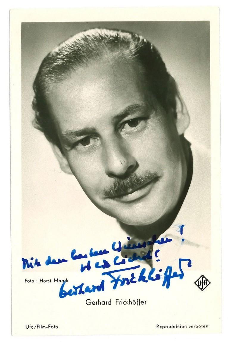 Unknown Portrait Photograph - Autographed Portrait of Gerhard Frickhöffer - Vintage b/w Postcard - 1960s