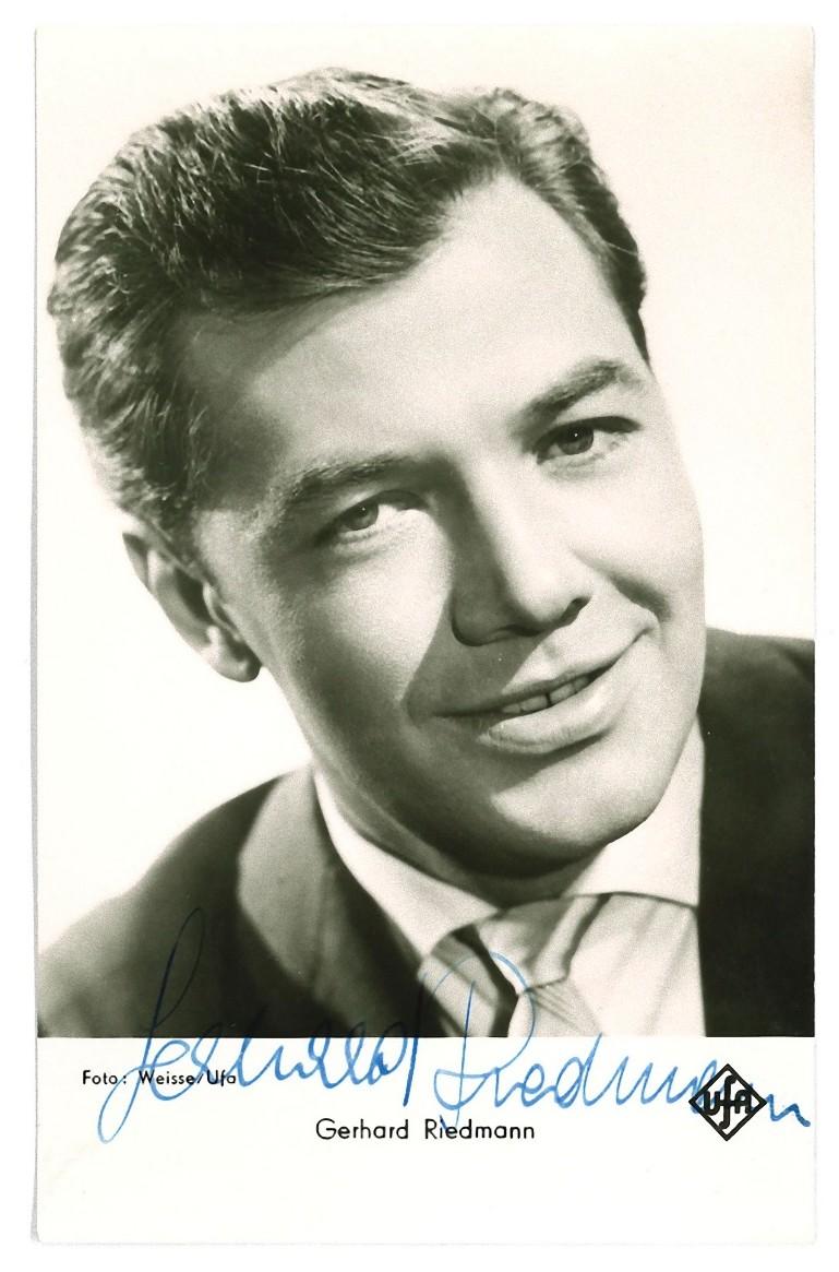 Unknown Portrait Photograph - Autographed Portrait of Gerhard Riedmann - Vintage b/w Postcard - 1960s