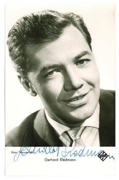 Autographed Portrait of Gerhard Riedmann - Vintage b/w Postcard - 1960s