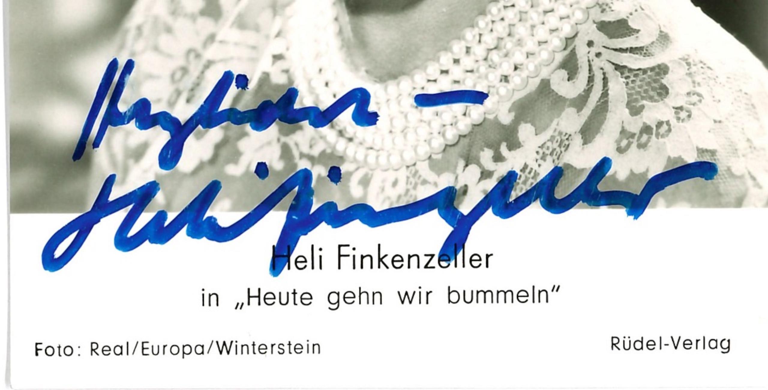 Autographed Portrait of Heli Finkenzeller - Vintage b/w Postcard - 1950s - Photograph by Unknown