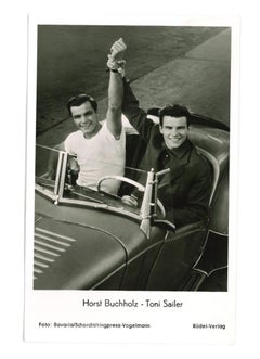 Autographed Portrait of Horst Buchholz-Toni Sailer - Retro b/w Postcard- 1950s